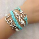 Free Shipping Anchor Love Infinity Bracelet for Girls