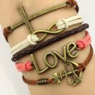 Free Shipping Cross Love Anchor Charm Bracelet