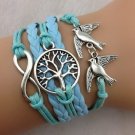 Free Shipping Antique Silver Wax Cords Imitation Leather Bracelet
