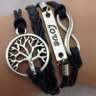 Free Shipping Infinity love wish tree wax cords charm bracelet
