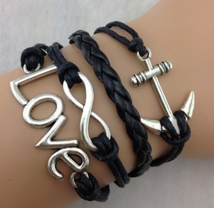 free shipping love nchor infinity bracelet