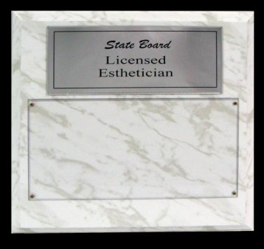 White Marble Plaque Silver/Black