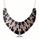 Bohemian Egyptian Punk Tribal Spike 18K Gold Plated Black Revival Bib Chunky Statement Necklace