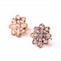 Exquisite Vintage Small Gold Ox Crystal Rhinestone Flower Stud Earrings
