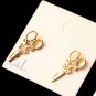 Funky Cool Rock Punk Hip Hop Gold Plated Victorian Style Small Scissors Stud Earrings