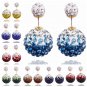 Elegant Stainless Steel Yellow Rhinestone Disco Ball Shamballa Double Side Pearl Stud Earrings
