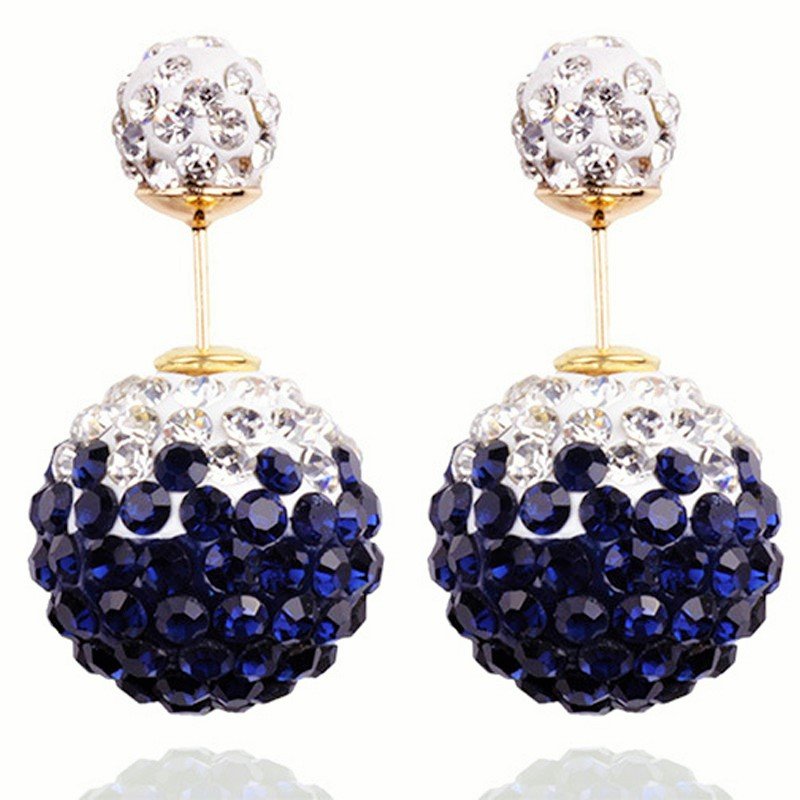 Orecchini Pendenti Shamballa In Argento Sterling Con Cristallo Austriaco Bianco – Disco Ball 12 Mm