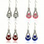 Classic Pink Austria Crystal Rhinestone Silver Plated Zircon Stone Water Drop Diamond Earrings