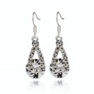 Classic White Austria Crystal Rhinestone Silver Plated Zircon Stone Water Drop Diamond Earrings