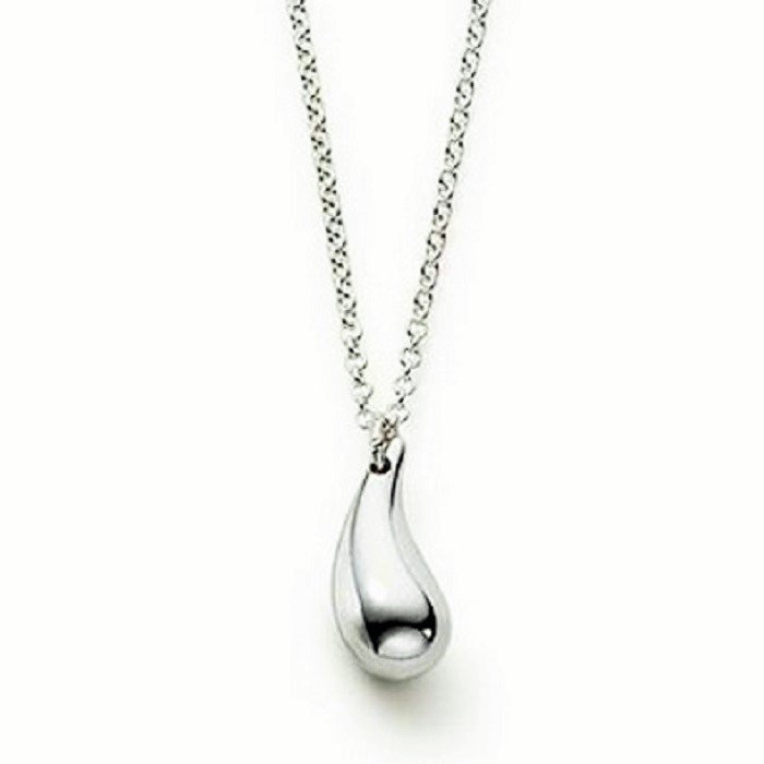 Simply Elegant Classic 925 Sterling Silver Plated Teardrop Chain Pendant Necklace