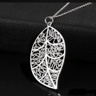 Simply Elegant Classic 925 Sterling Silver Plated Leaf Chain Pendant Necklace