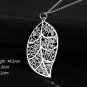 Simply Elegant Classic 925 Sterling Silver Plated Leaf Chain Pendant Necklace