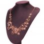 Bohemian Multilayer Gold Plated Crystal Rhinestone Camellia Flower Bib Statement Pendant Necklace