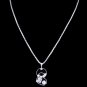 Romantic Bridal Silver Plated Clear Swarovski Element Crystal Heart Lovers Pendant Necklace Set