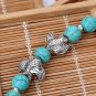 Aztec Ethnic Tribal Tibetan Silver Stone Archerfishes Turquoise Oval Beads Charm Bracelet