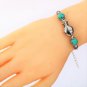 Aztec Ethnic Tribal Tibetan Silver Flower Turquoise Flat Beads Piranha Stonefish Charm Bracelet