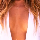 Simply Elegant Gold Plated Circle Long Bar Stick Chain Lariat Style Pendant Necklace