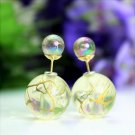 Fashion Retro Clear White Transparent Pearl Rainbow Color Double Side Front Back Stud Earrings