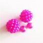 Chic Fashion Retro Hot Pink Double Mesh Ball Bubble Pearl Peekaboo Front Back Stud Earrings