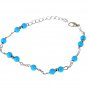 Boho Ethnic Tribal Turquoise Seed Beads Sterling Silver Plated Chain Anklet Ankle Foot Bracelet