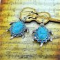 Bohemian Ethnic Tribal Tibetan Silver Rhinestone Turquoise Cracks Tortoise Pendant Drop Earrings