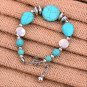 Aztec Ethnic Tribal Tibetan Silver Bohemian Turquoise Beaded Circle Pears Stone Bracelet
