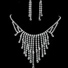 Classic Sparkle Bars Tassels White Diamonds Rhinestone Crystal Necklace Earring Wedding Jewelry Sets