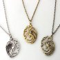 Antique Bronze Game of Thrones House Daenerys Targaryen Khaleesi Sigil Dragon Pendant Necklace
