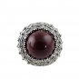 Handmade Royal Gemstone Bead Bali Filigree Design Sterling Silver Unisex Dome Cut Amethyst Ring