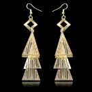 Elegant Fashion Multilayer Triangle Pyramid Gold Plated Tassels Dangling Drop Earrings