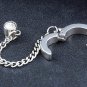 Gothic Punk Street Hip-Hop Unisex long Chain Rhinestone Rivets Stainless Steel Huggie Hoop Earrings