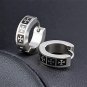 Punk Rock Hip-Hop Unisex Metal Stainless Steel Three Laser Printed Cross Huggie Hoop Stud Earrings