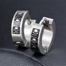 Gothic Punk Street Hip-Hop Unisex Metal Stainless Steel Laser Printed Skull Huggie Hoop Stud Earring