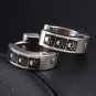 Gothic Punk Street Hip-Hop Unisex Metal Stainless Steel Laser Printed Skull Huggie Hoop Stud Earring