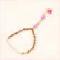 Pink Bohemian Indian Gypsy Harem Connected Ring Hand Cuff Gold Chain Cross Slave Bracelet