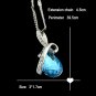 Romantic Sterling Silver Blue Swarovski Crystal Diamond Angel Tear Water Drop Pendant Necklace