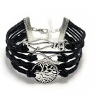 Boho Multi-Layer Handmade Infinity Cat Life Tree Leather Wrap Bangle Love Friendship Bracelet