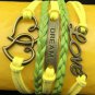 Bohemian Multilayer Handmade Infinity Bronze Double Heart Leather Wrap Love Friendship Bracelet