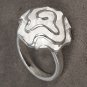 Gorgeous Classic 925 Sterling Silver Plated Thick Frozen Frosted Rose Flower Swirl Ring