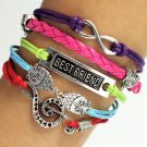 Romantic Multi-Layer Handmade Infinity Owl Multi-Color Leather Braided Wrap Bangle Bracelet