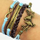 Boho Multi-Layer Handmade Infinity Birds Love birds Leather Wrap Bangle Bracelet