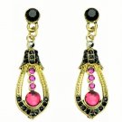 Elegant Red Crystal Rhinestone Cubic Zirconia Studded Indian Chandelier Teardrop Earrings