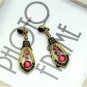 Elegant Red Crystal Rhinestone Cubic Zirconia Studded Indian Chandelier Teardrop Earrings