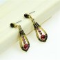 Elegant Red Crystal Rhinestone Cubic Zirconia Studded Indian Chandelier Teardrop Earrings
