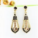Elegant Beige Crystal Rhinestone Cubic Zirconia Studded Indian Chandelier Teardrop Earrings
