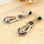 Elegant Beige Crystal Rhinestone Cubic Zirconia Studded Indian Chandelier Teardrop Earrings