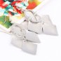 Chic Multilayer Scrub Shining Silver Plated Leaf Water Drop Tassel Dangle Earrings