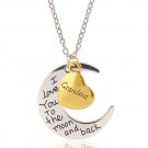 Engravement Family Message “I Love You To The Moon Back” Antique Silver/Gold Grandma Necklace