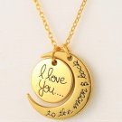 Elegant Engravement Messages “I Love You To The Moon and Back” Gold Plated Pendant Necklace