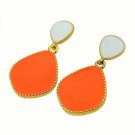 Elegant Boho Chic Vintage Bold Orange Neon Candy Color Drop Stud Earrings